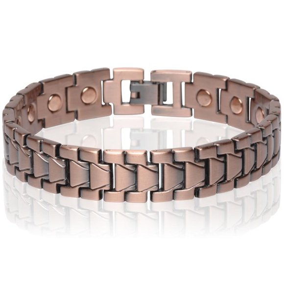 Antique Copper Magnetic Link Bracelet - Biker Arthritis Pain Relieve Bracelet - Picture 1 of 1